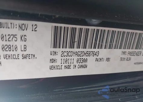 2013 Dodge Challenger Sxt Plus z USA, uszkodzony, nr VIN 2C3CDYAG2DH587643